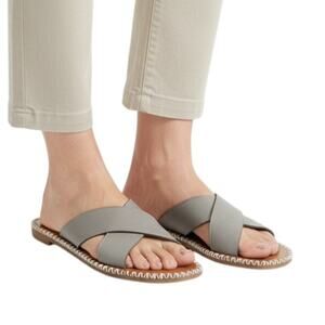 Antelope Gray Crisscross Femi Leather Women Sandals, 38/US8